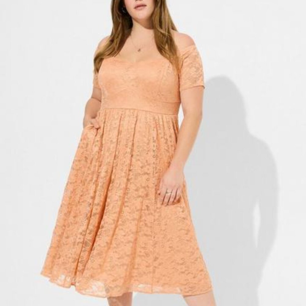 torrid Midi Lace Off Shoulder Skater Dress NWT